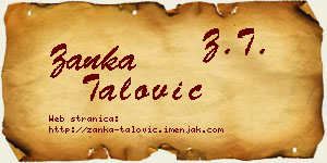 Žanka Talović vizit kartica
